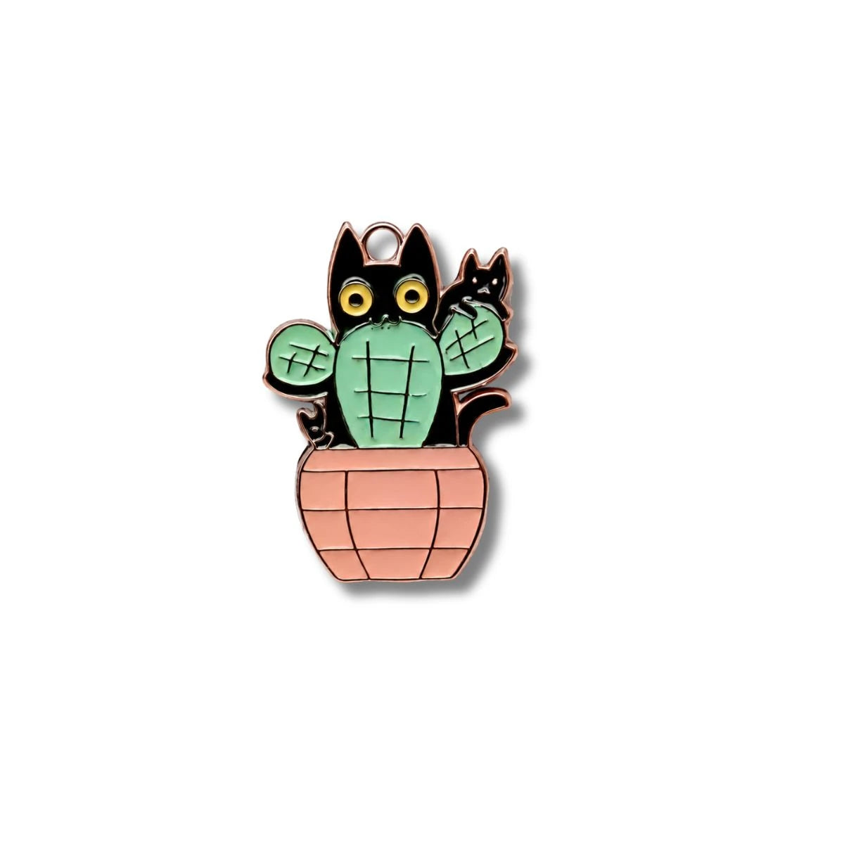 Colgante Metálico Gatito Cactus