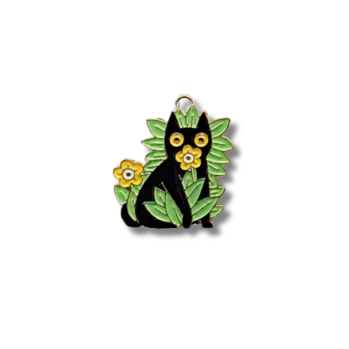 Colgante Metálico Gatito entre Flores Amarillas