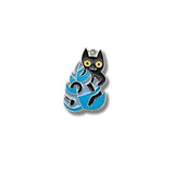 Colgante Metálico Gatito entre Hoja Azul