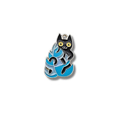 Colgante Metálico Gatito entre Hoja Azul