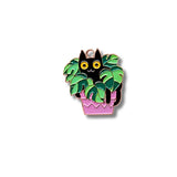 Colgante Metálico Gatito entre Hojas Tropicales