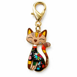 Colgante Metálico Gato Floral Beige