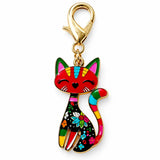 Colgante Metálico Gato Floral Rojo