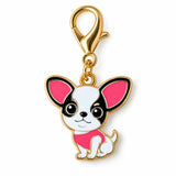 Colgante Metálico Perrito Chihuahua Blanco y Negro