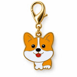 Colgante Metálico Perrito Corgi Naranja y Blanco
