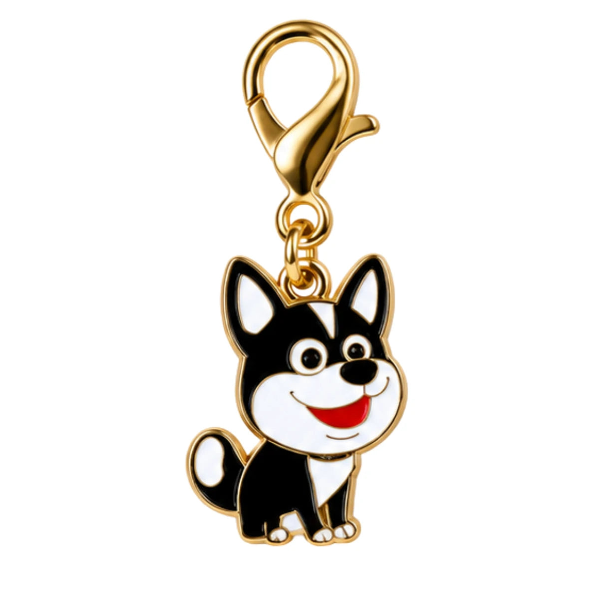 Colgante Metálico Perrito Husky Negro y Blanco