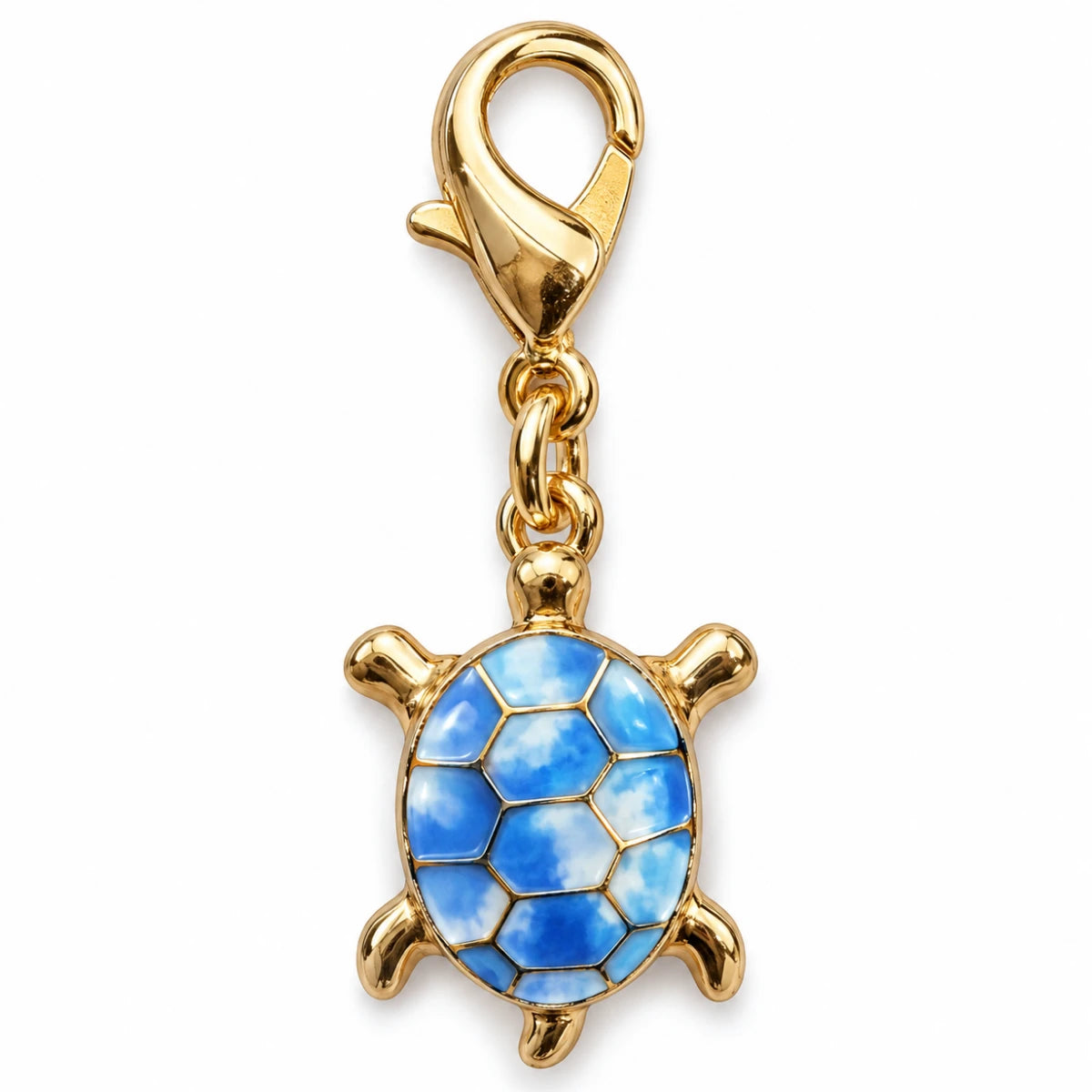 Colgante Metálico Tortuga Mármol Azul Océano