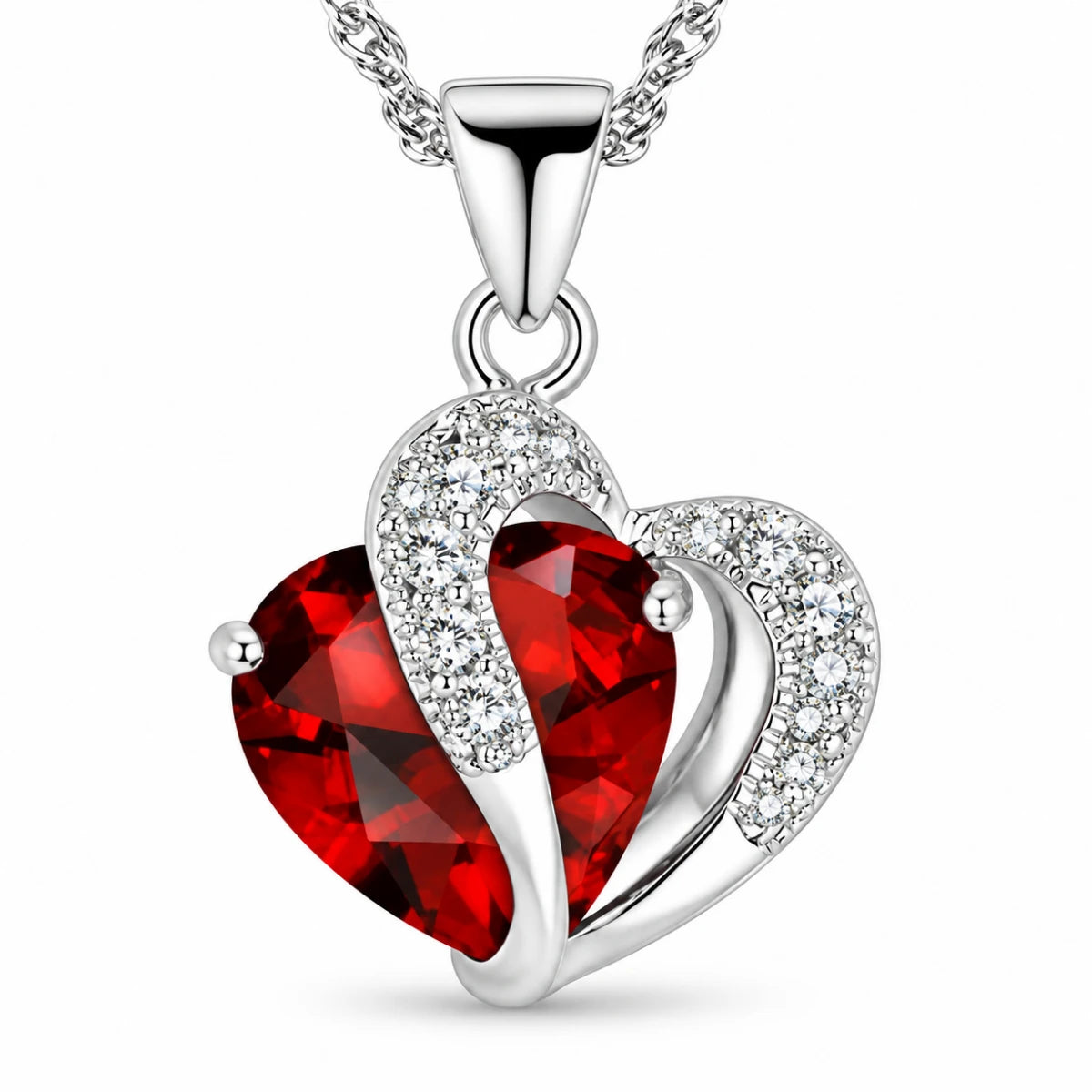 Collar Corazón Rojo con Cristales