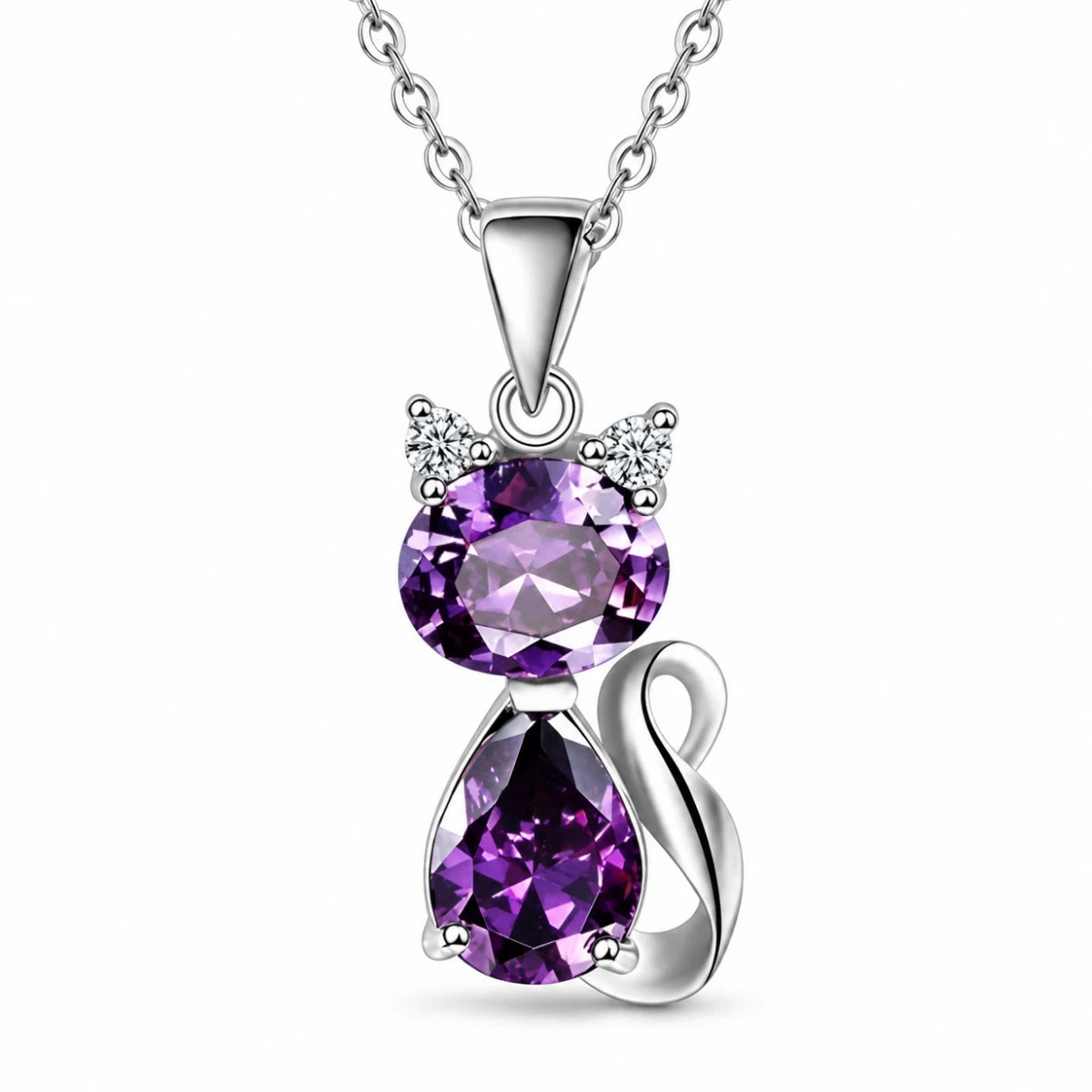 Collar Gato Cristal Morado