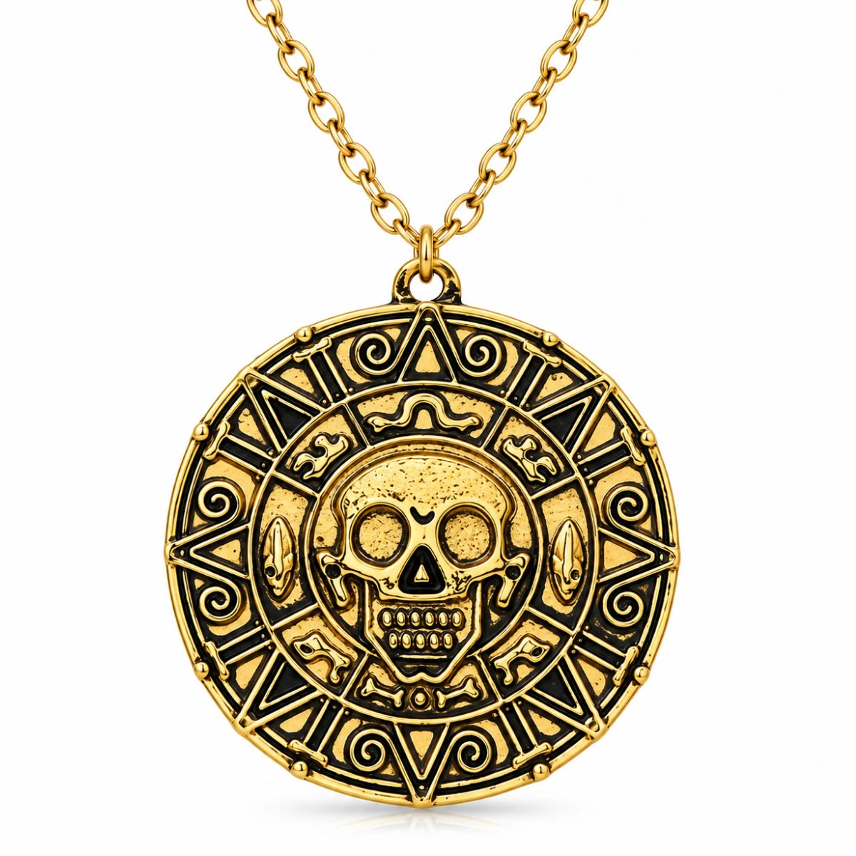 Collar Piratas del Caribe Medallón Calavera Azteca