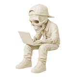 Figura 3D Hacker Esqueleto Fósil con Computador 10.5 cm