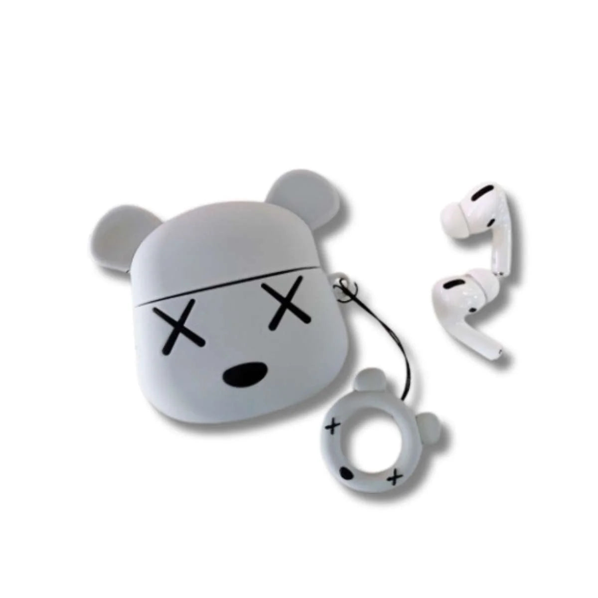 Funda Protectora AirPods Pro Kaws Gris + Ruedita Color Blanco