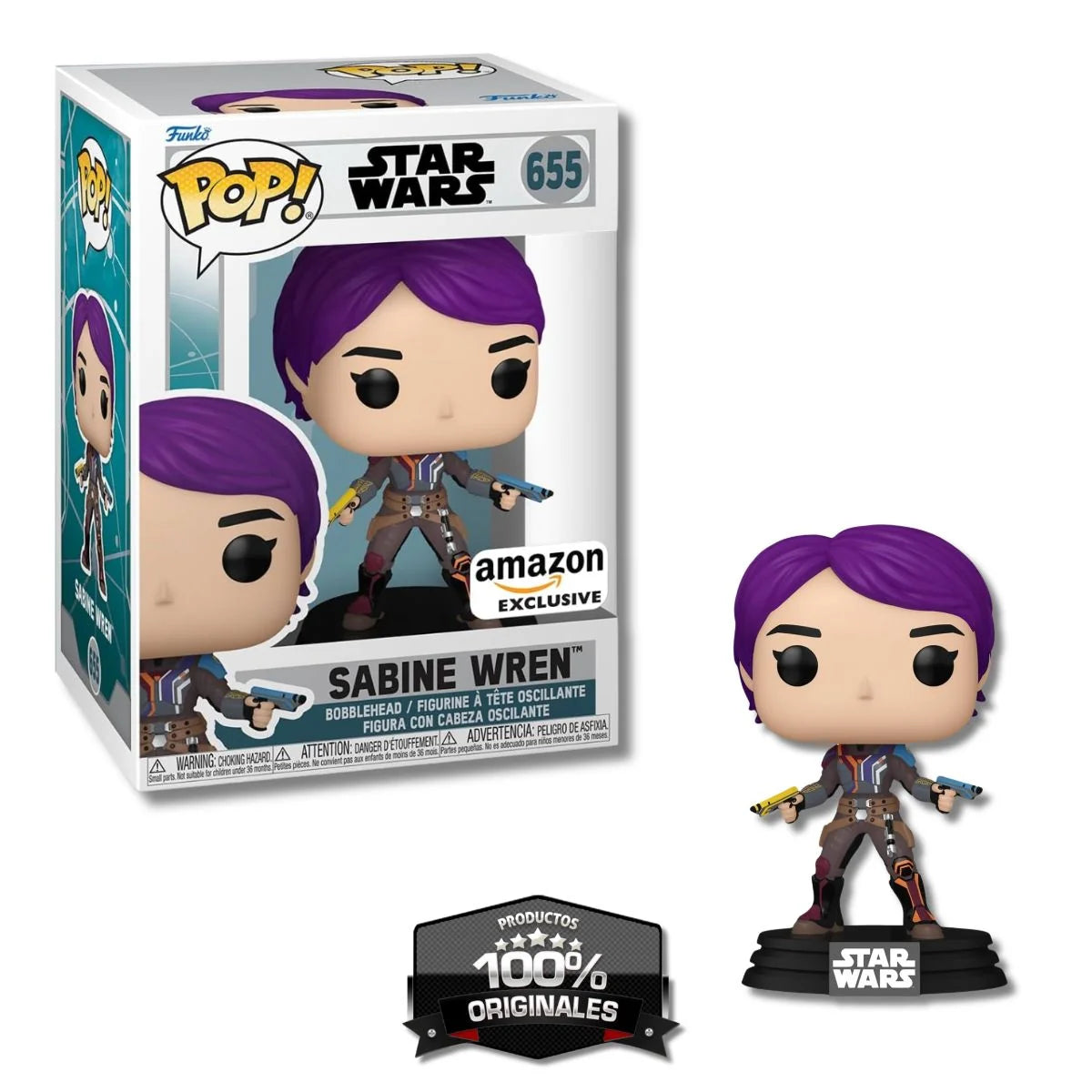 Funko Pop! Sabine Wren de Star Wars con base y caja – edición exclusiva Amazon #655