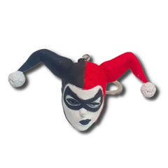 Llavero Cabeza Harley Quinn color rojo y negro