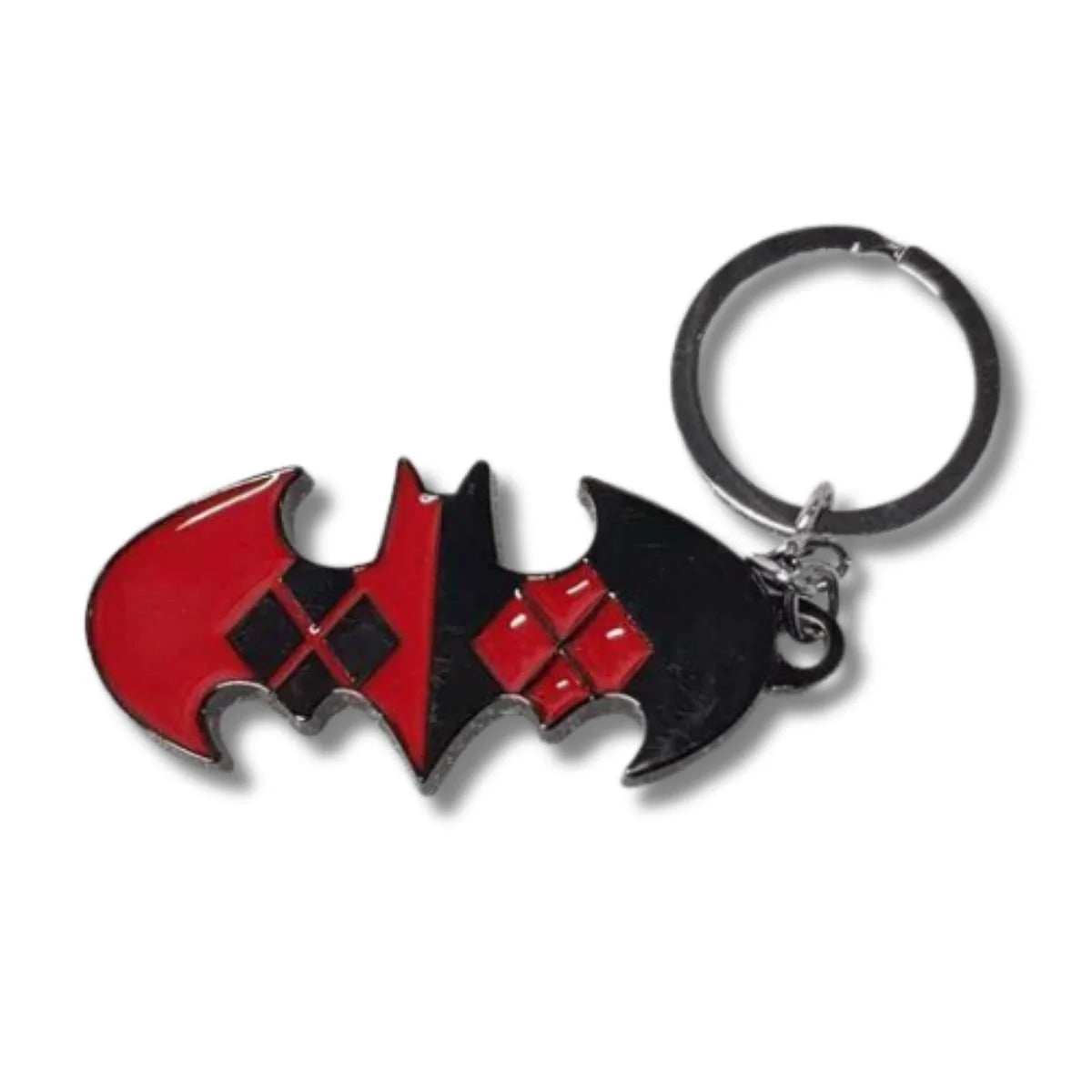 Llavero Metálico Batman Harley Quinn Color Rojo y Negro