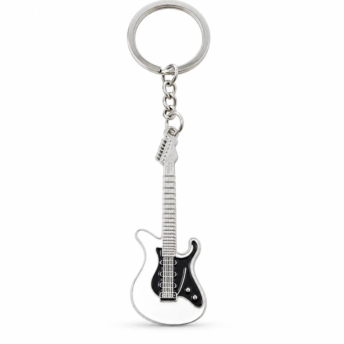 Llavero Metálico Guitarra Eléctrica Blanca