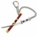 Llavero Metálico Katana Samurai Roja y Azul