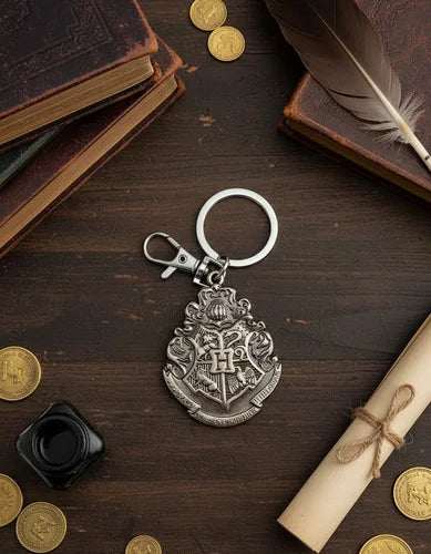 Llavero Metálico Logo Hogwarts Plateado Harry Potter