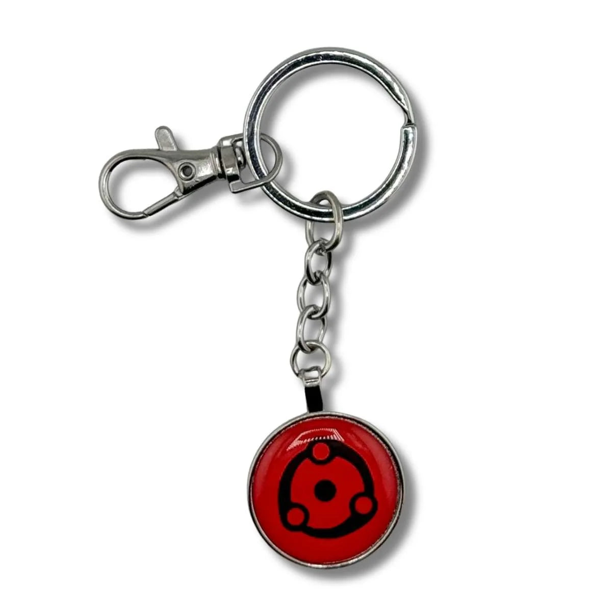 Llavero Metálico Mangekyo Sharingan Madara Fondo Rojo