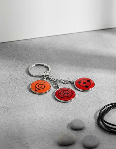 Llavero Metálico Naruto 3 Dijes Sharingan #1