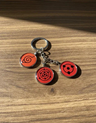 Llavero Metálico Naruto 3 Dijes Sharingan #1