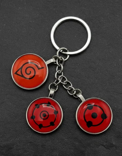 Llavero Metálico Naruto 3 Dijes Sharingan #1