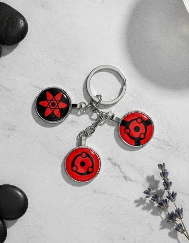 Llavero Metálico Naruto 3 Dijes Sharingan #2