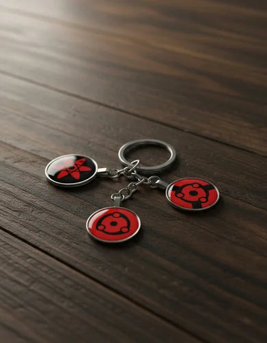 Llavero Metálico Naruto 3 Dijes Sharingan #2