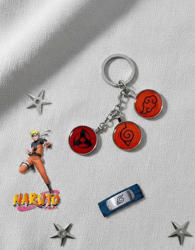Llavero Metálico Naruto 3 Dijes Sharingan #3