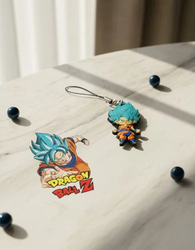 Llavero PVC Cordón Lariat Goku Blue