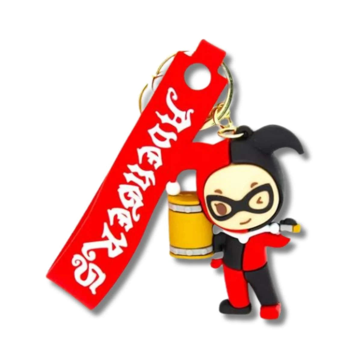 Llavero o Colgante Mochila Cute Harley Quinn Mazo Rojo y Negro