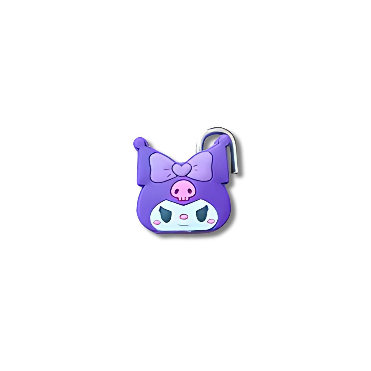 Mini candado morado con diseño de Kuromi y moño – estilo gótico kawaii