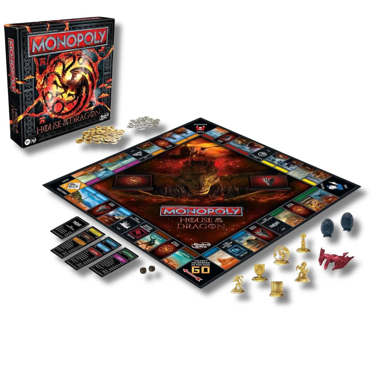 Juego de mesa Monopoly edición House of the Dragon completamente desplegado