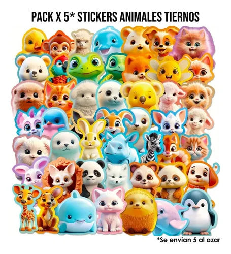 Pack x 5 Stickers Animales Tiernos