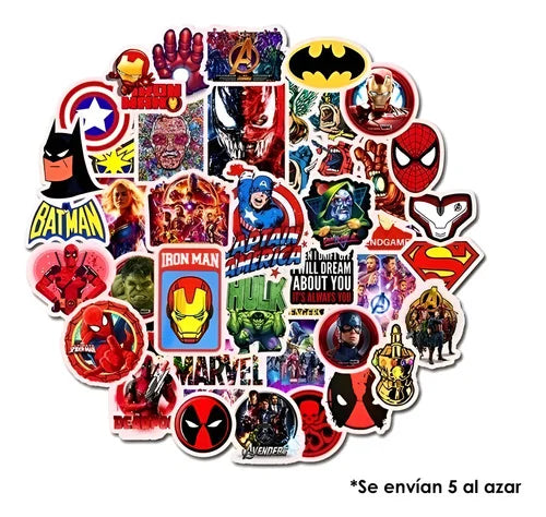 Pack x 5 Stickers Marvel y DC