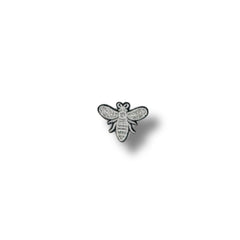 Parche bordado de abeja gris con detalles bordados finos.