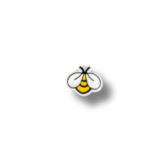 Parche bordado de abeja pequeña con alas blancas y cuerpo amarillo.