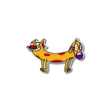 Parche bordado del personaje Cat-Dog, con cuerpo amarillo, manchas rojas y expresión divertida.