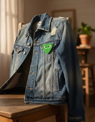 Parche Camiseta Corazón Verde con Ojos