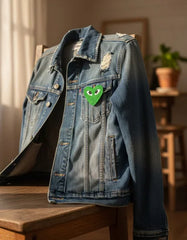 Parche Camiseta Corazón Verde con Ojos