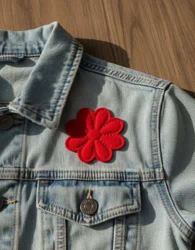 Parche Camiseta Flor Ocho Pétalos Rojo Clásico