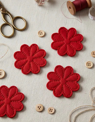 Parche Camiseta Flor Ocho Pétalos Rojo Clásico
