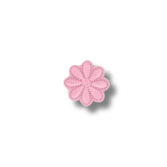 Flor rosada pastel de ocho pétalos con contorno fino.