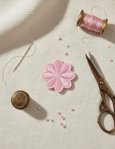 Parche Camiseta Flor Rosada Pastel