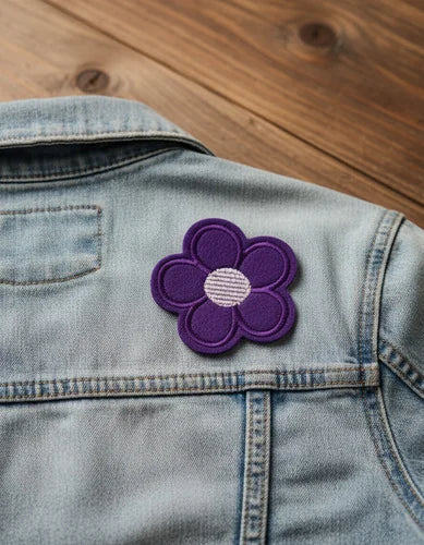 Parche Camiseta Flor Violeta Retro
