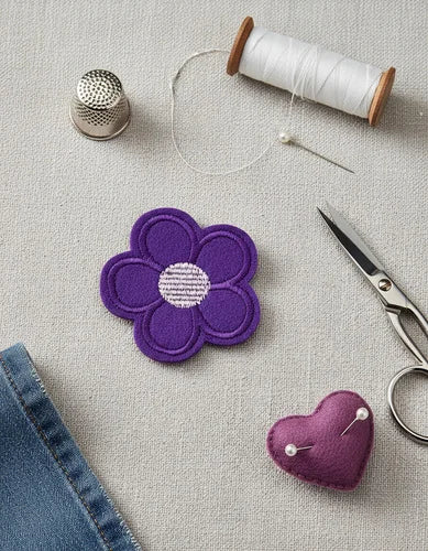 Parche Camiseta Flor Violeta Retro