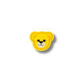 Parche bordado de carita de oso en color amarillo brillante, con expresión amigable y contorno definido.