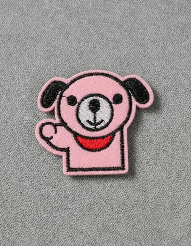 Parche Camiseta Perrito Rosa Saludando