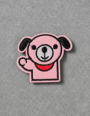 Parche Camiseta Perrito Rosa Saludando