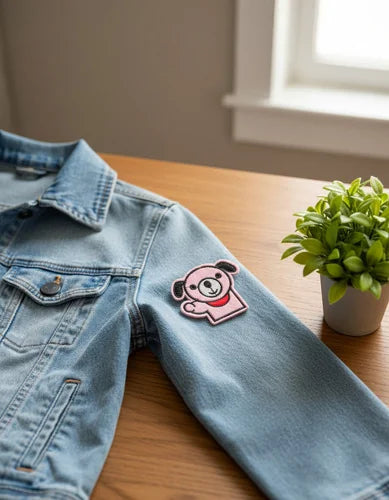 Parche Camiseta Perrito Rosa Saludando